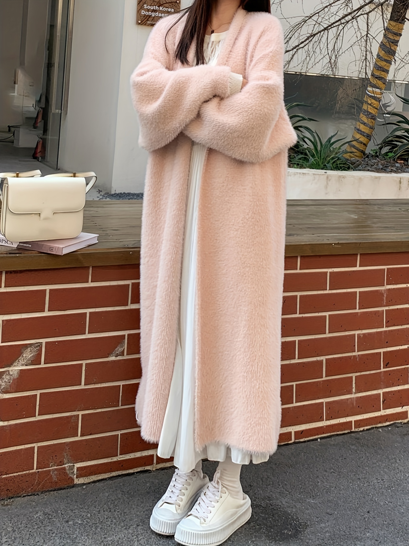 Strickjacke Long Cardigan Altrosa Oversize Strickjacke Lang