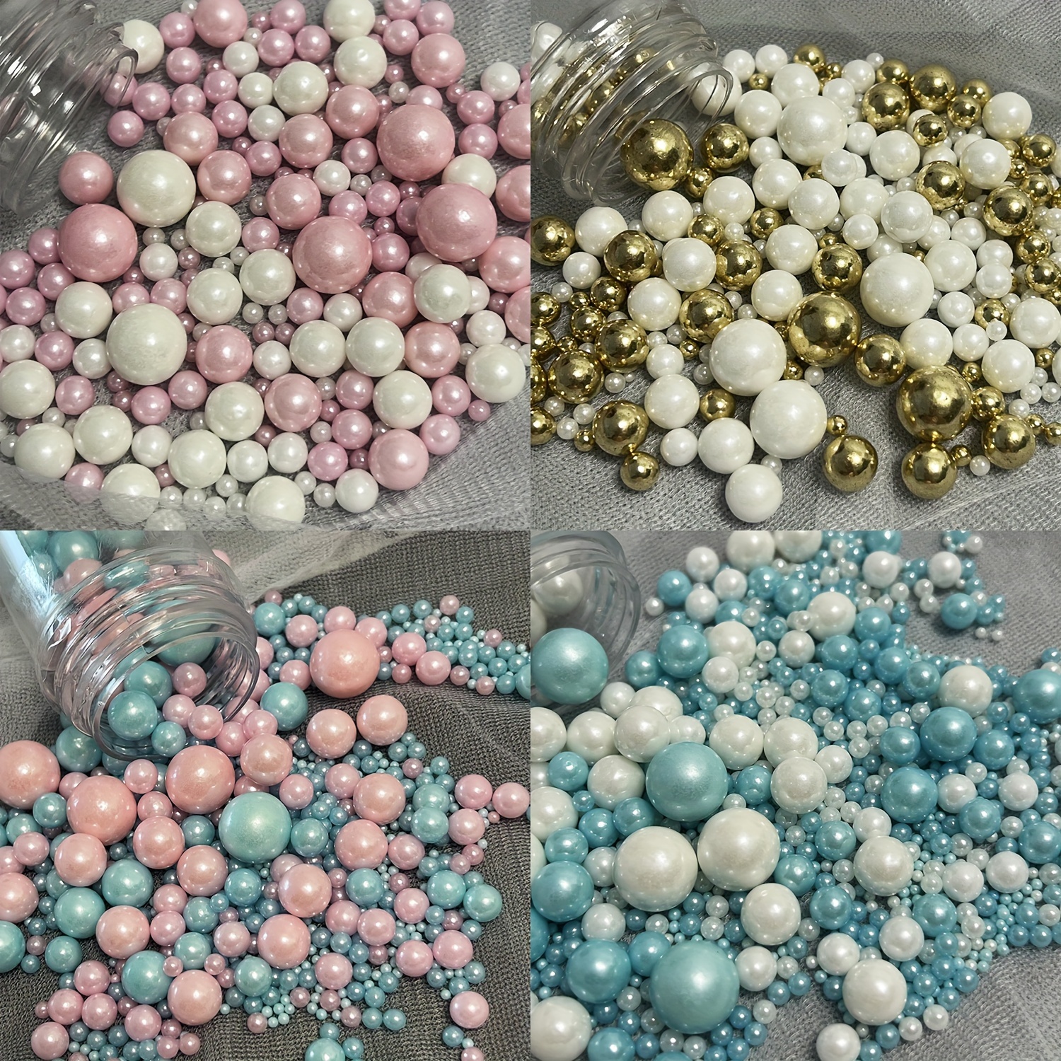 

85g Assorted Pearls Cake Decorations - Plastic Non-edible Cupcake Toppers For Celebrations, Wedding, Shower, Party, Christmas - No Electricity, Featherless Baking Supplies