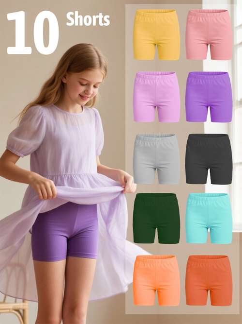 Girls Cotton Cycling Shorts – Black – Active Casual Gym Running Shorts By The Fancy Dress (UK Made)