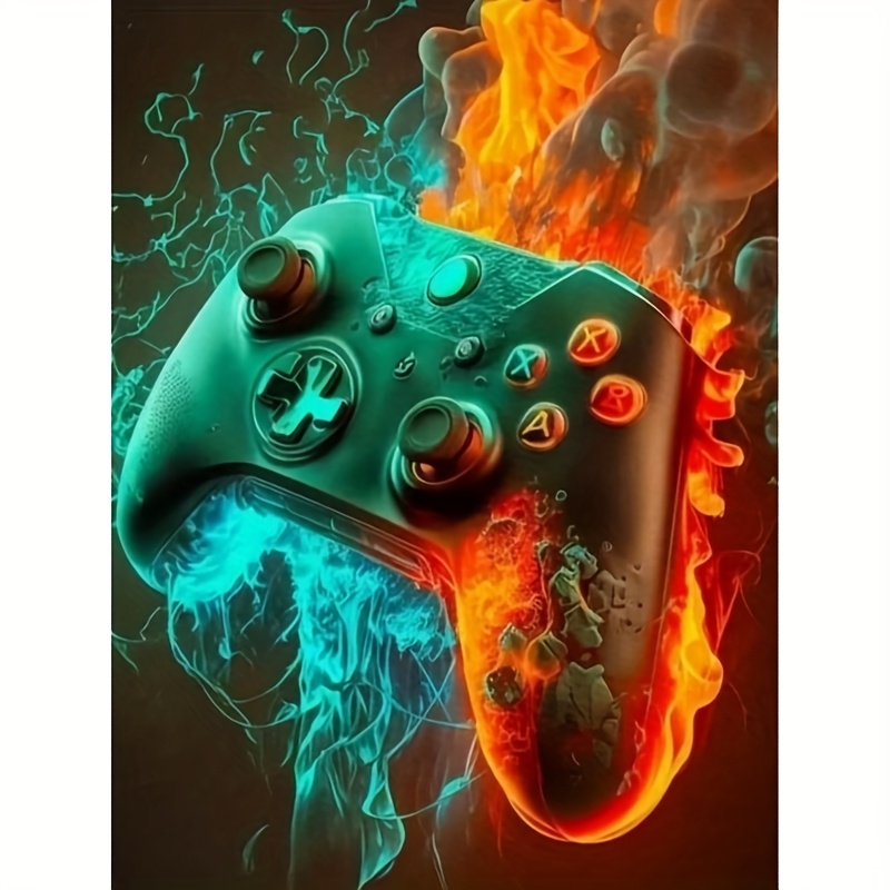 

Kit de Peinture de Diamant 5D DIY Complet, Design de Manette de Jeu Cadre, Art en Mosaïque Acrylique 30x40cm
