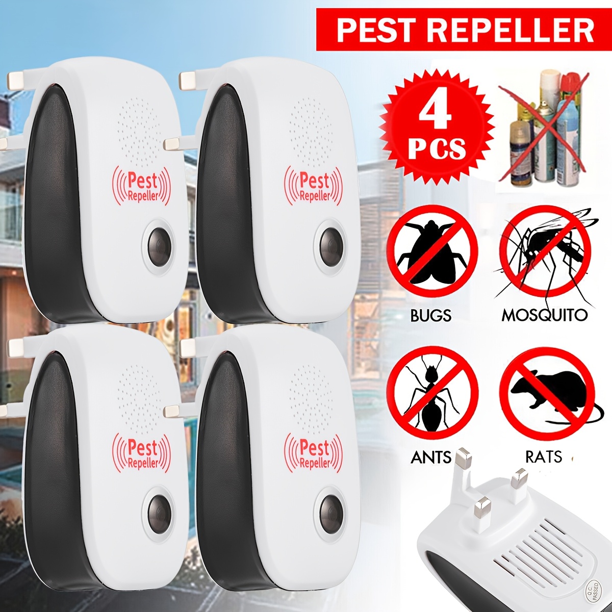 TEMU Technology Indoor Insect Repellent - 4pcs Pack For Fleas, Insects, , Rats, Lizards, , Ants, , Etc., Non-toxic Insect Repellent, Safe For Humans