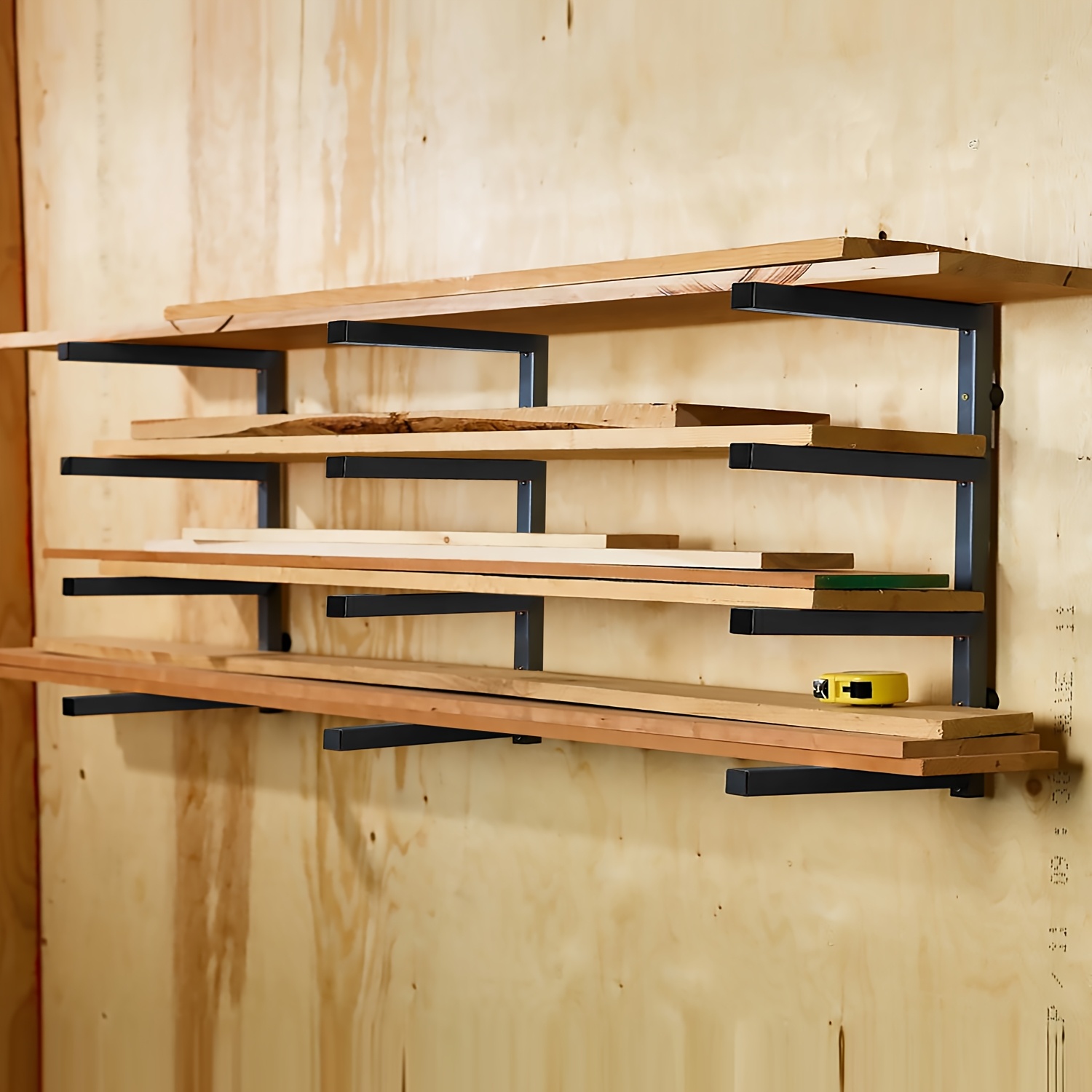 TEMU Lumber Storage Rack Wall Mount, Heavy Duty Metal Wood Storage Rack, 400 Lbs Load-bearing, Wall Mount Design, Ideal For Garage, Indoor & Outdoor
