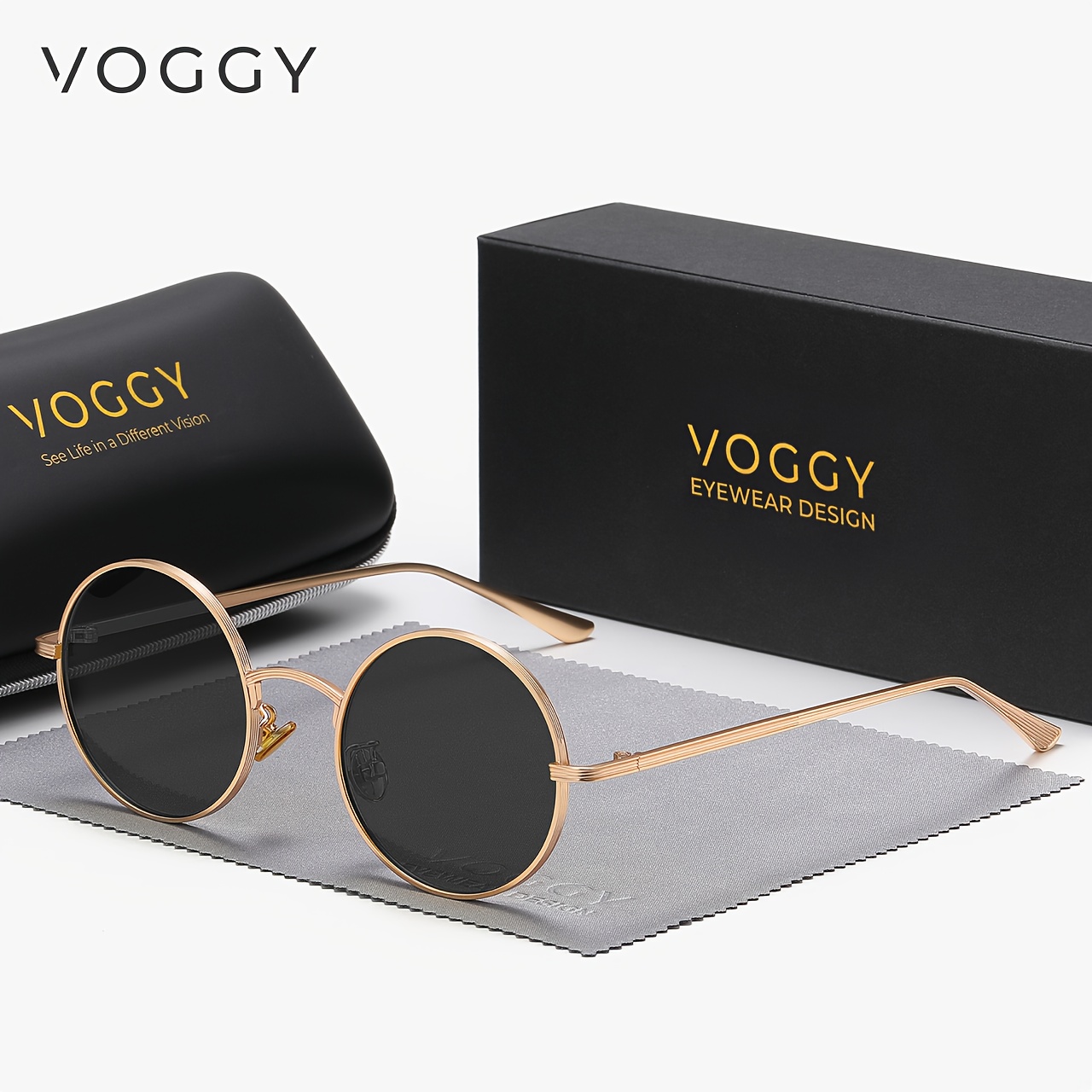 

Voggy Polarized Round Sunglasses For Women Men Vintage Fashion Metal Frame Sun Shades For Driving Beach Party With Gifts Box Mother's Day/give Gifts
