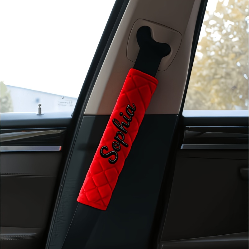 TEMU de cinturón de seguridad para coche con bordado de personalizado, universal para todas , cubierta y cómoda, mejora de conducción, adecuada para