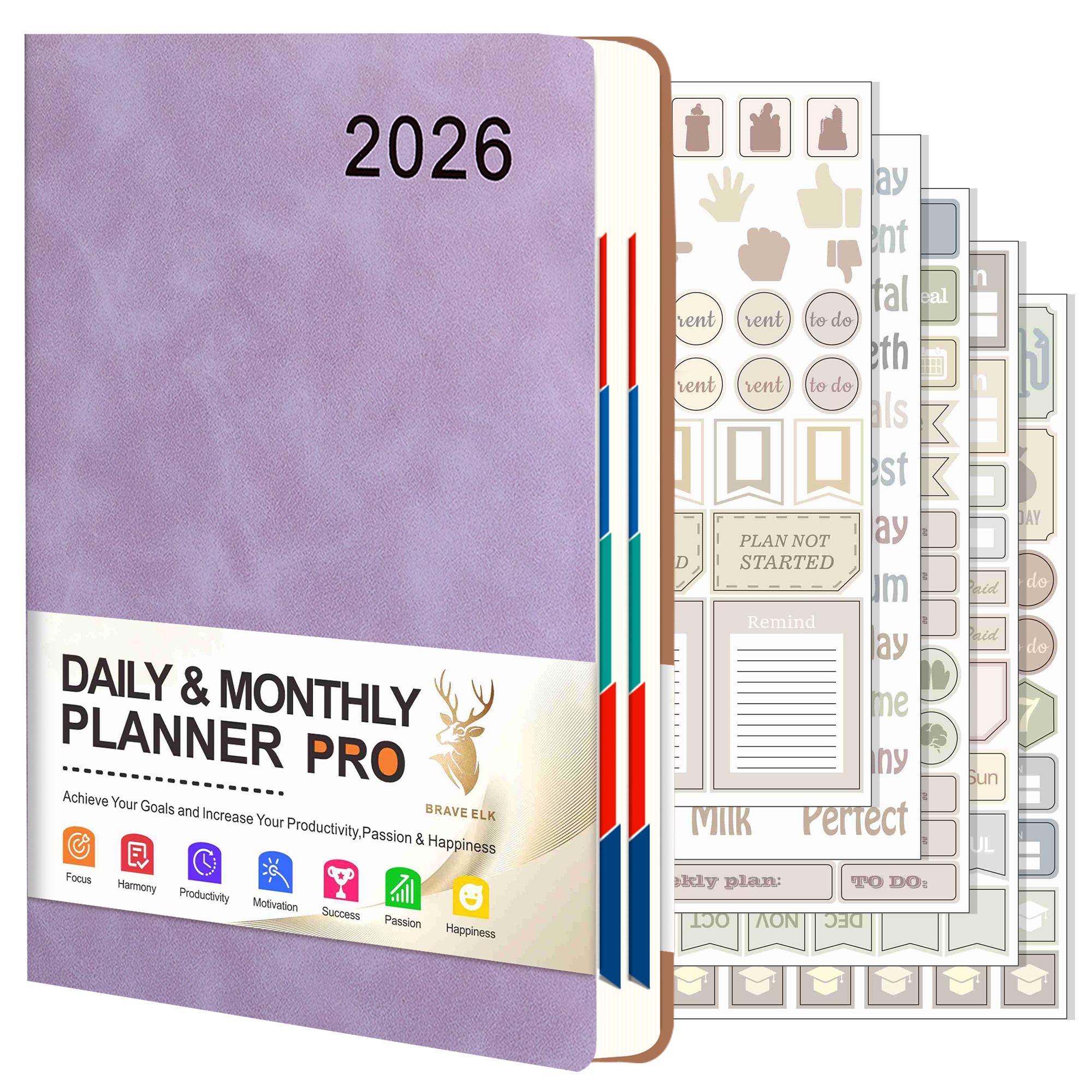 TEMU 2026 Nieuwe A5 Planner (5 Stickers) - 12 Maanden ( - December) Tijdbeheer Synthetische Edelsteenplanner - Dagelijkse Planning, Maandelijks