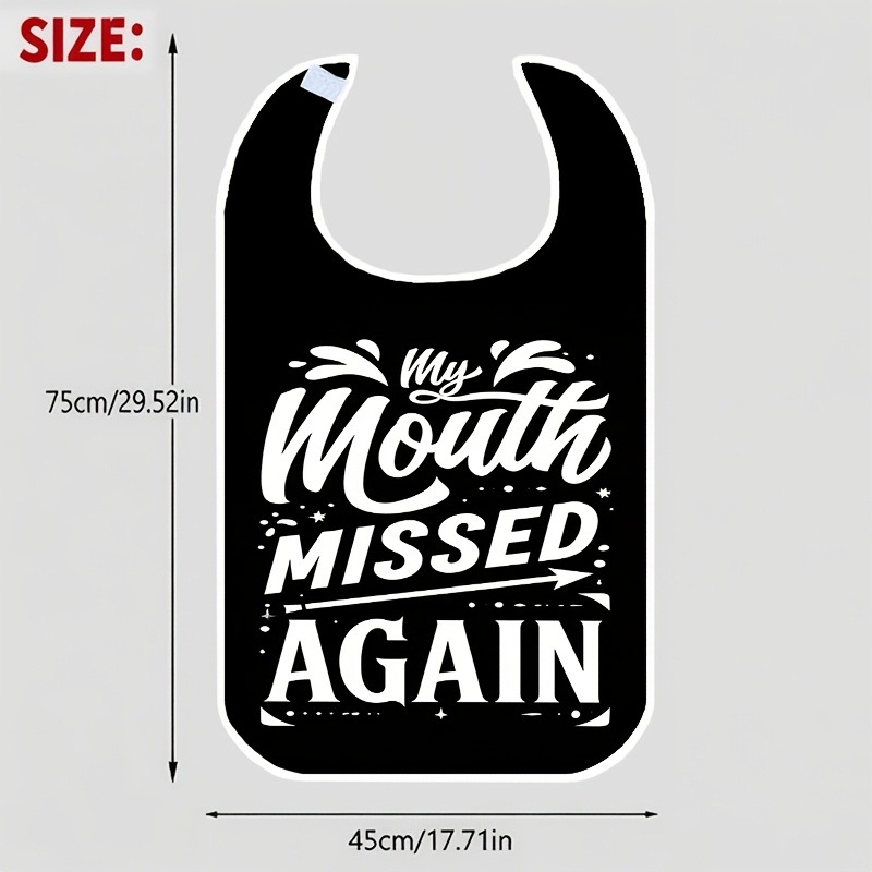 TEMU 1pc Stylish Convenient Bib, Again Print Pattern, Designed For Adult Dining, Effectively Prevents Food , And Is Washable And Durable