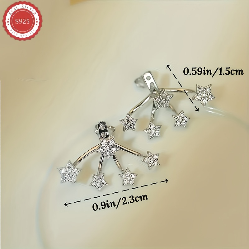 5-Stone Sparkly Star Flower Stud Earrings — Unisex