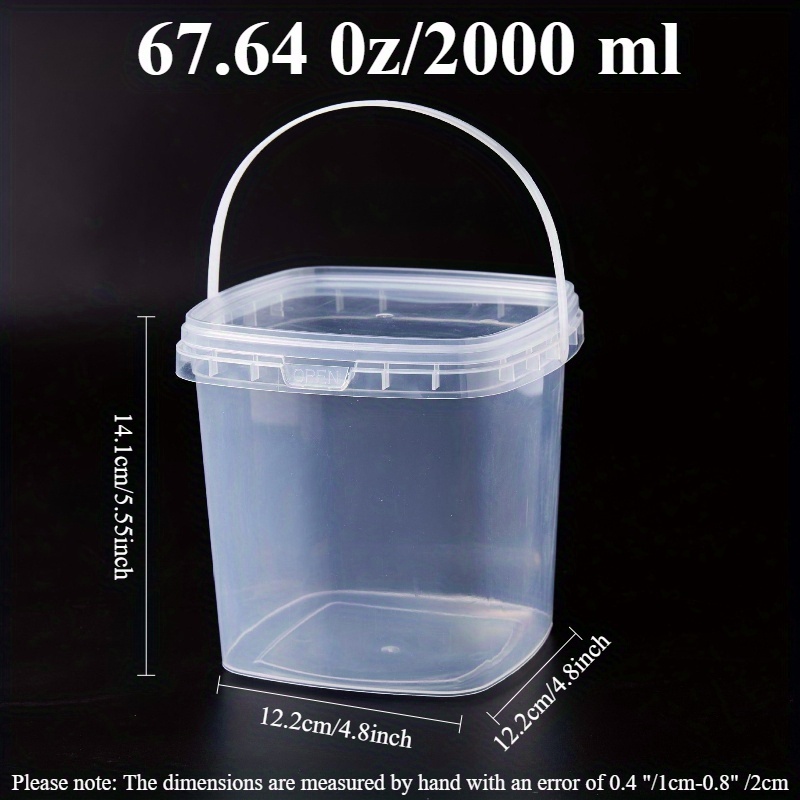 6pcs Mini Square Plastic Buckets with Lids and Handles
