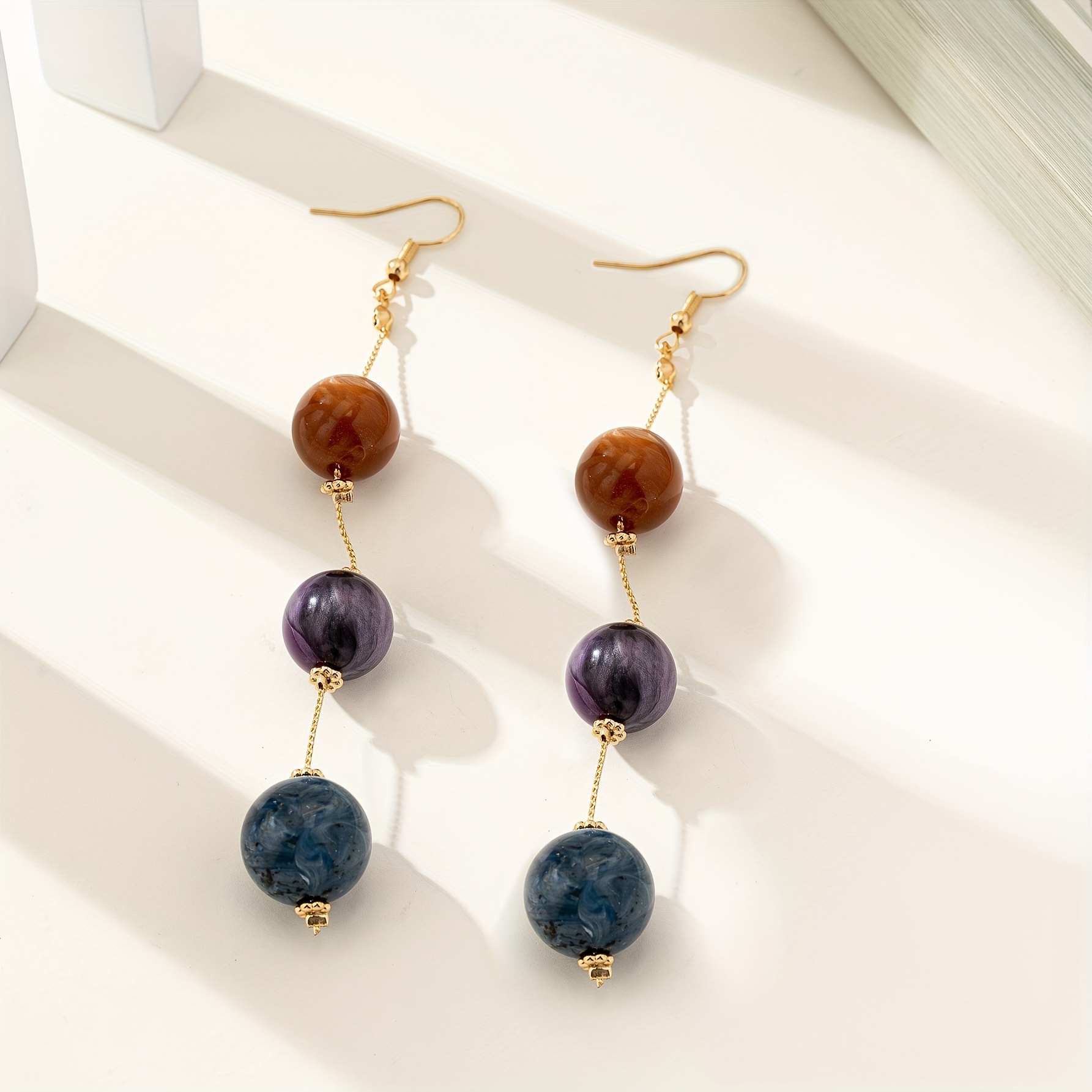 Casual Style Elegant Retro Resin Round Bead Earrings for Women
