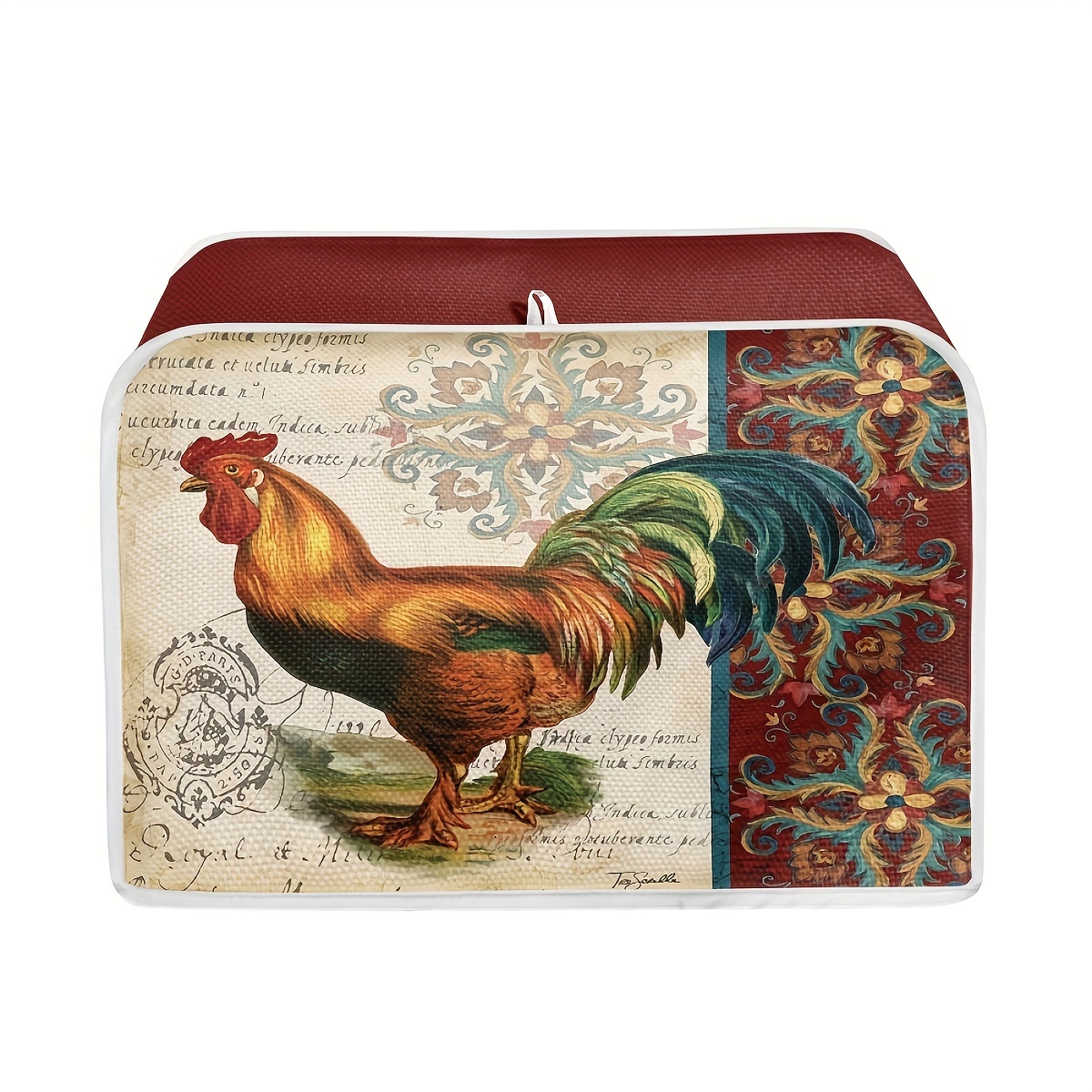 

2 Toaster Cover - Bread Toaster Oven Dust Proof Cover - Kitchen Small Appliance Cover, Broiler Appliance Organizer Bag, Anti Fingerprint Protection, Vintage Rooster