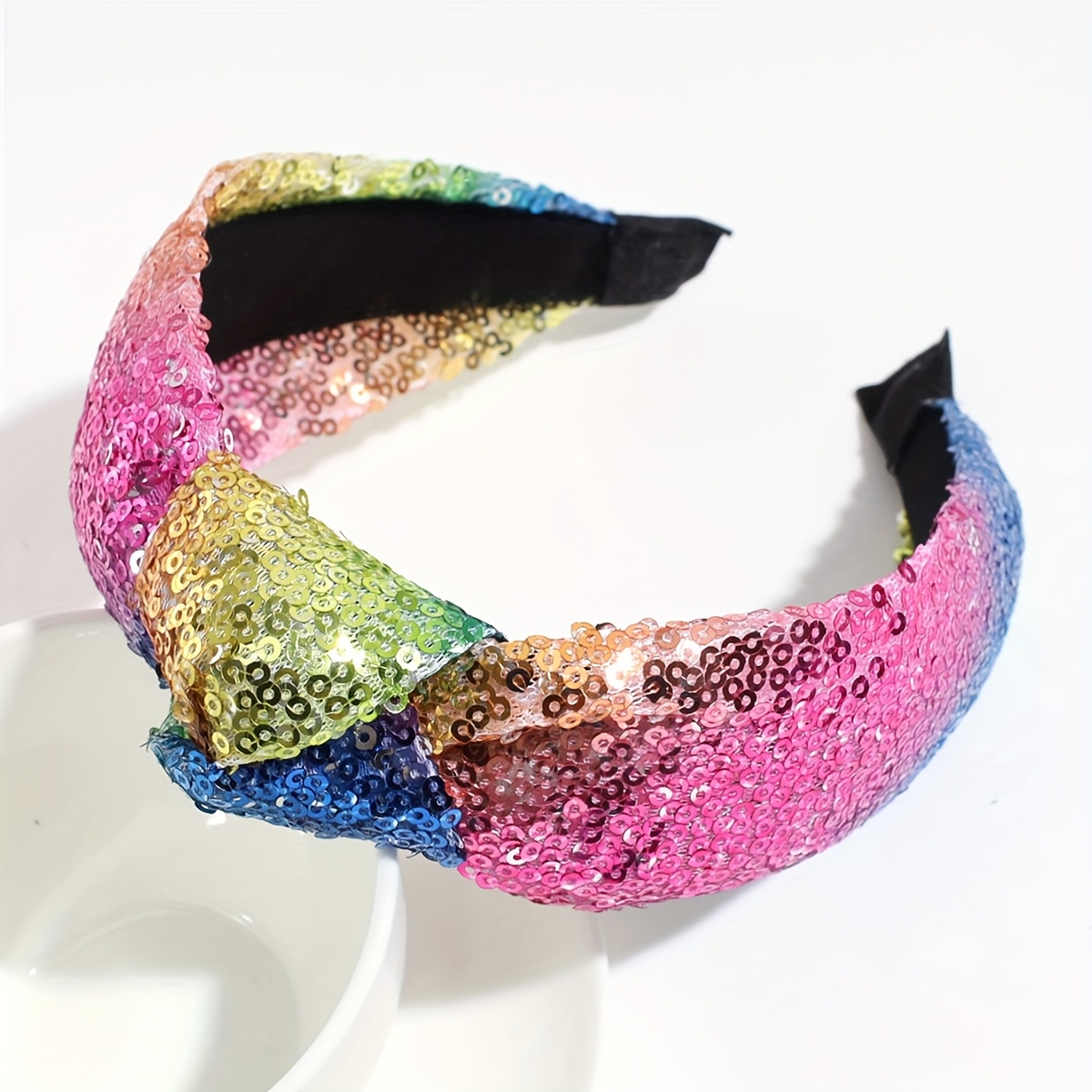 shiny laser sequins fashion retro colorful mesh knotted - Temu display picture 1