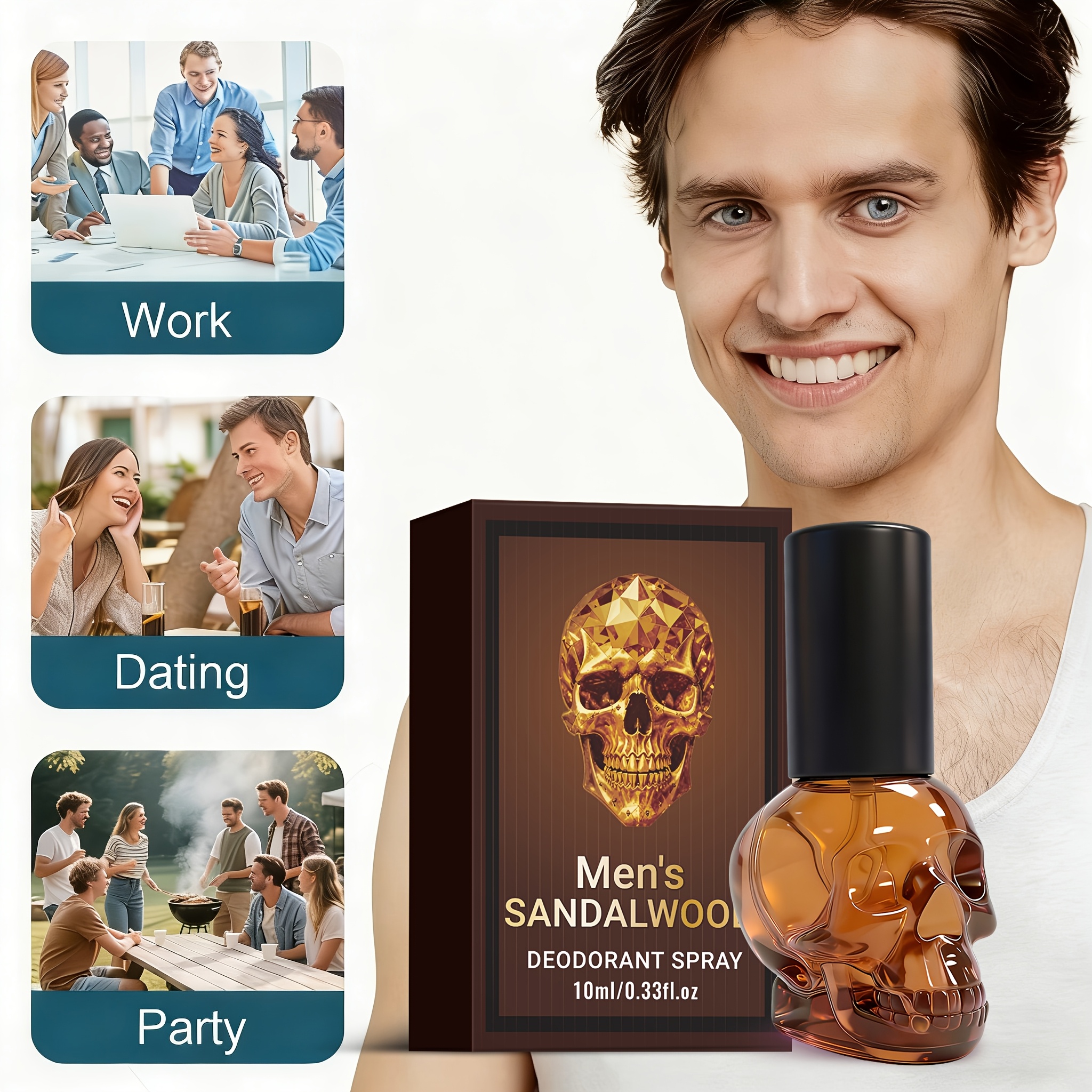 Sandalwood Luxury Deodorant Spray for Men, Featuring a Classic And Captivating Sandalwood Scent, Instantly Refreshes Underarm Skin, Suitable for The Whole Body, a Must-Have for Date Nights, Showcasing Elegant Charm, Lasts for 24 Hours