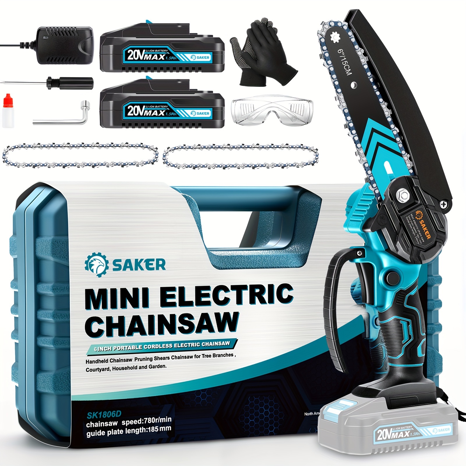 

Mini Chainsaw, 6 Inch Portable Electric Chainsaw Cordless