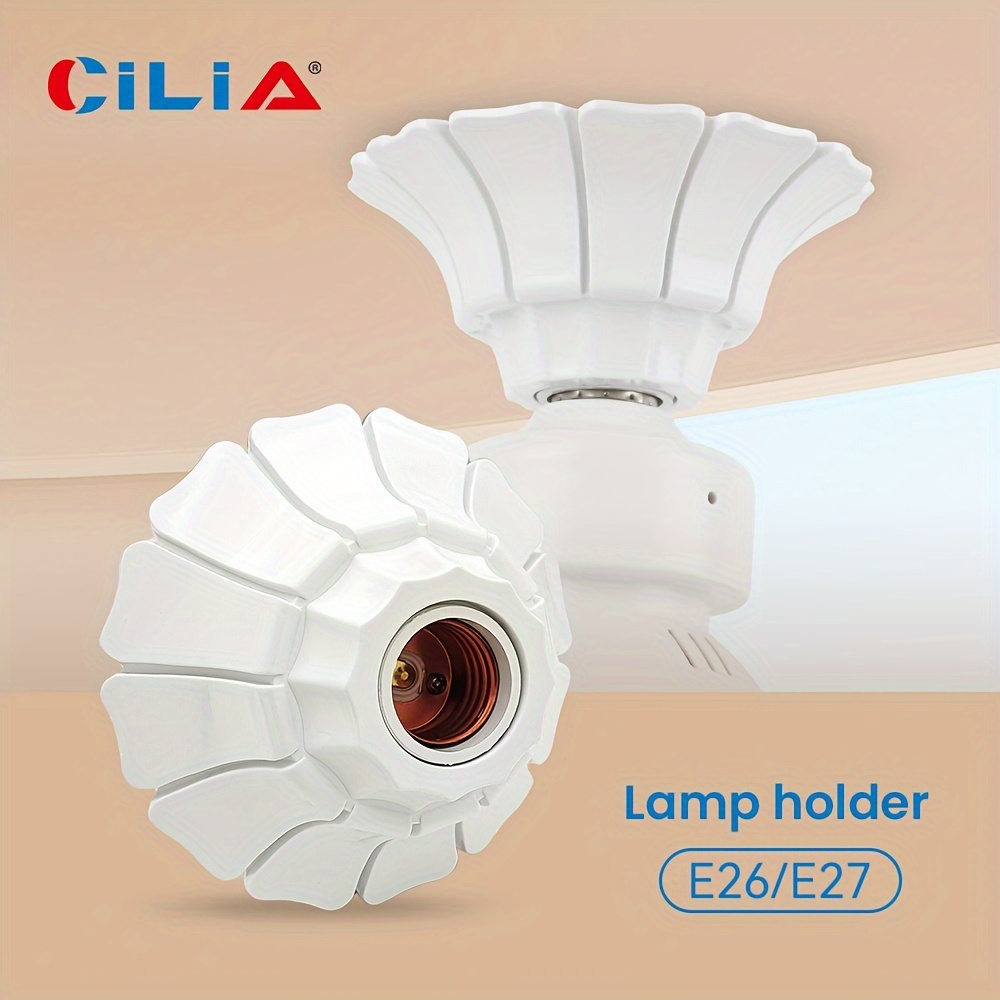

1pc E27 Bulb Pendant Lighting, Petal-shaped Round Fixed Base Bracket, Simple White, Nut Socket, Modern Ceiling Fixture Decor