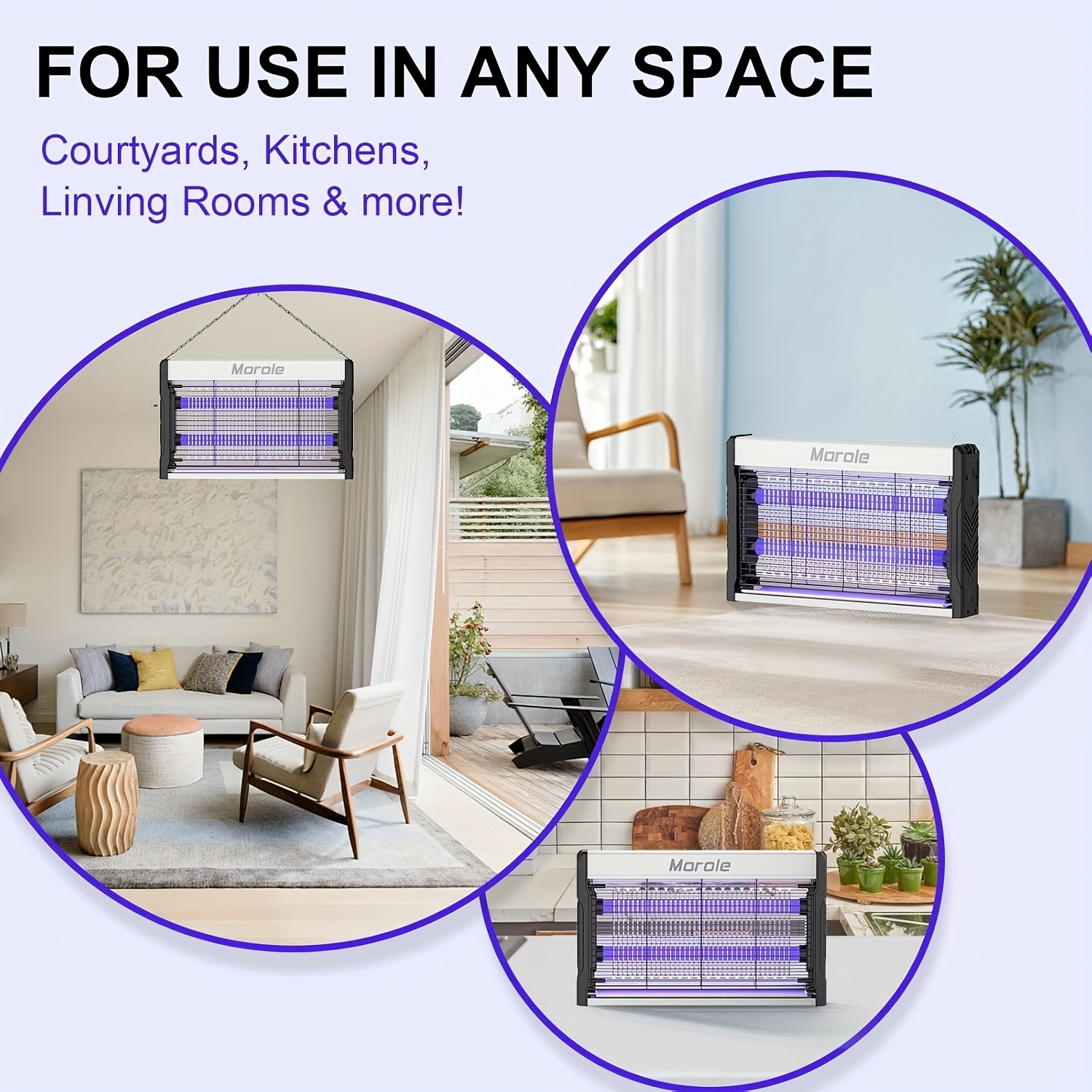 electric bug zapper 3200v mosquito zapper indoor outdoor electric fly zapper with removable tray usb charging flying insect killer mosquito repellent for outdoor living room kitchen courtyard details 4