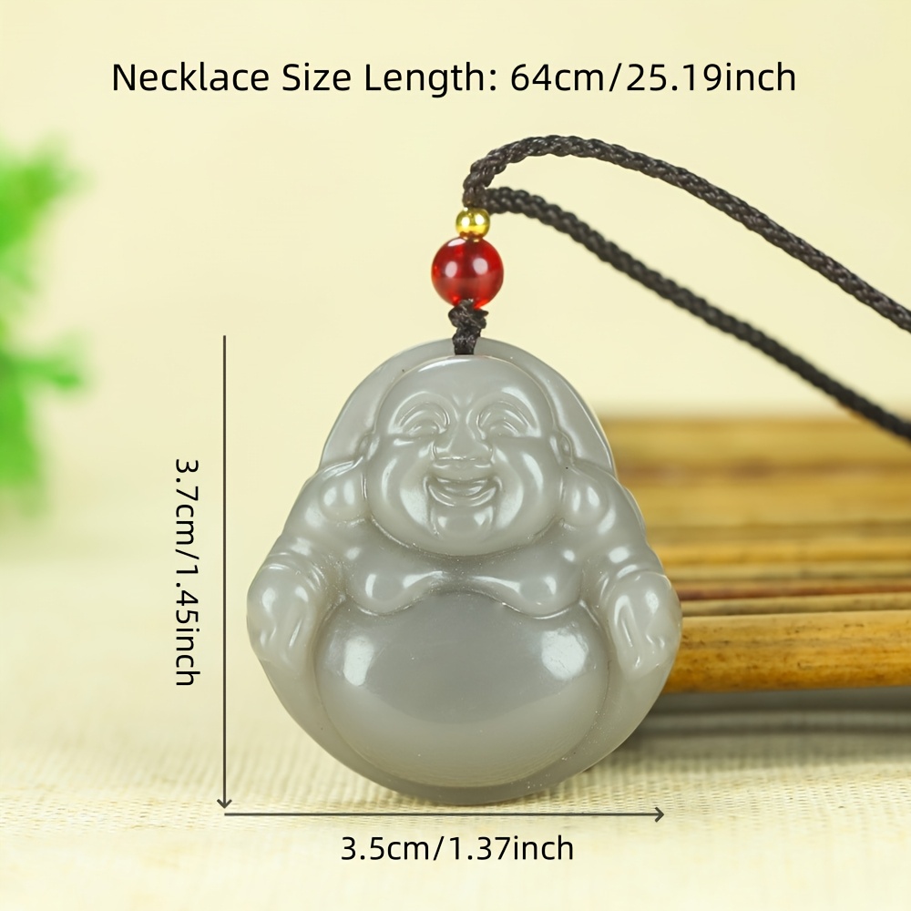 Elegant Natural Stone Character Pendant, Smoky Grey Large Belly Necklace