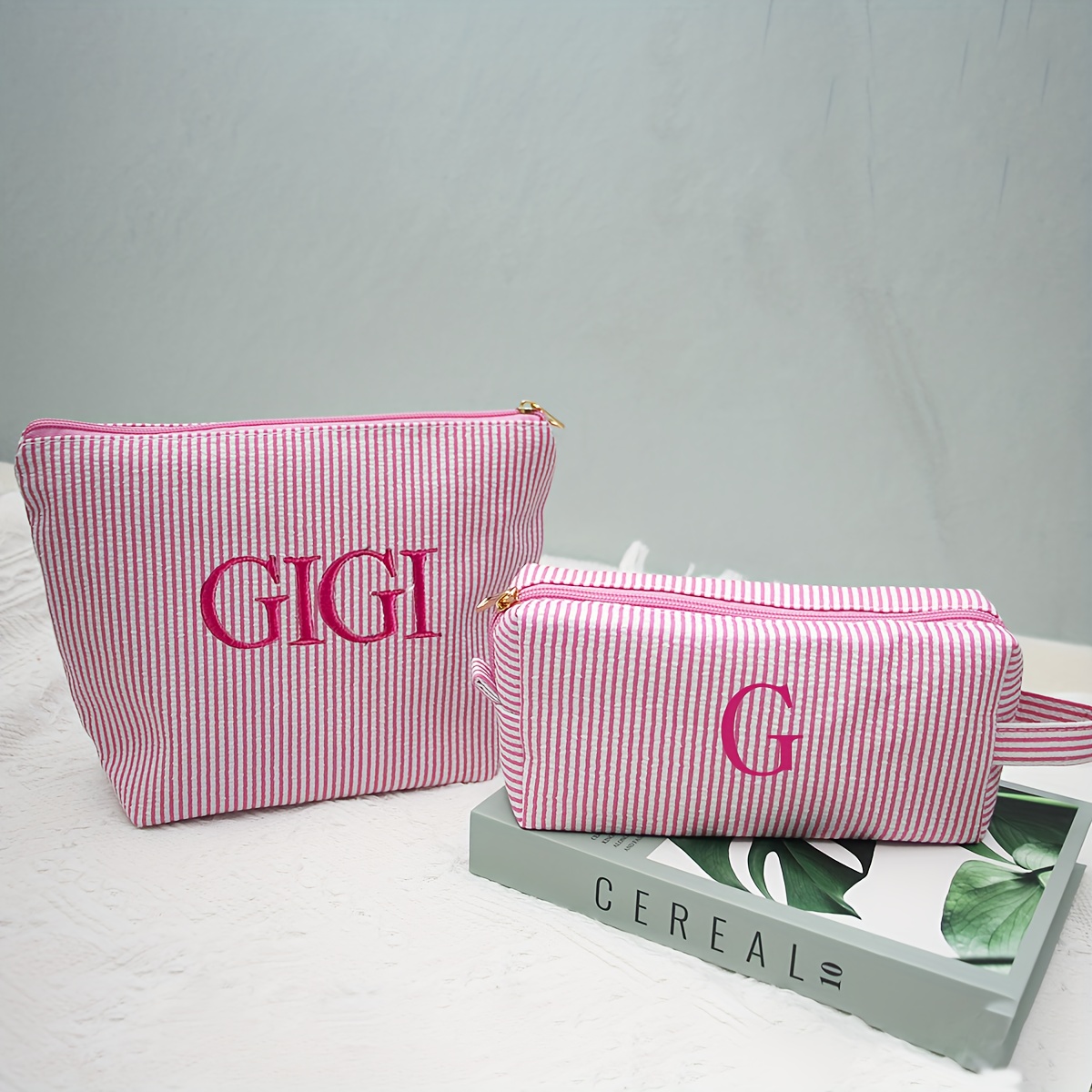 TEMU A Customized Set Of 2 Bubble Yarn Embroidered Makeup And Toiletry Bags, Holiday Gifts And Travel Use