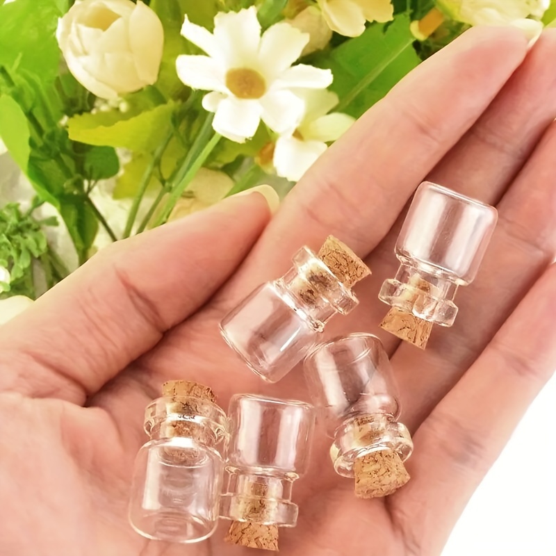 

Americana Style Mini Glass Bottles With Corks 0.03oz - Decorative Oval Wishing Jars For Diy Crafts, Hand Wash Only, Pvc-free Material, Set Of 1/5/10/50 (13 * 18mm) - No Electricity Needed