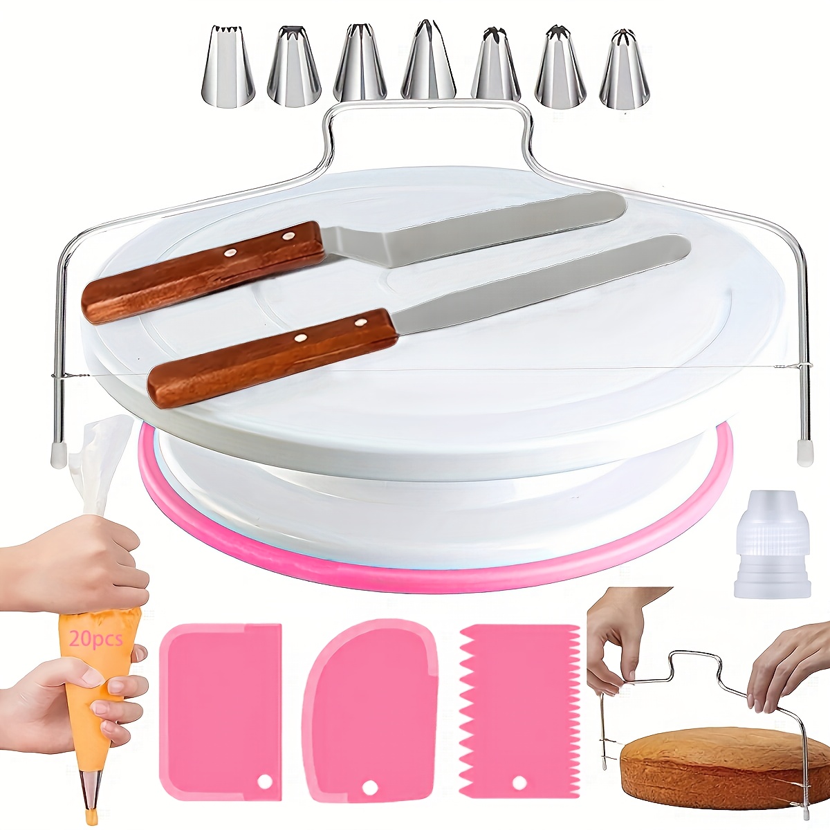 

35pcs Stainless Steel Cake Decorating Kit With Turntable, Piping Tips, Icing Spatulas & More - Complete Baking Tools Set For Diy Cakes And Pastries, Cake Decorating Supplies