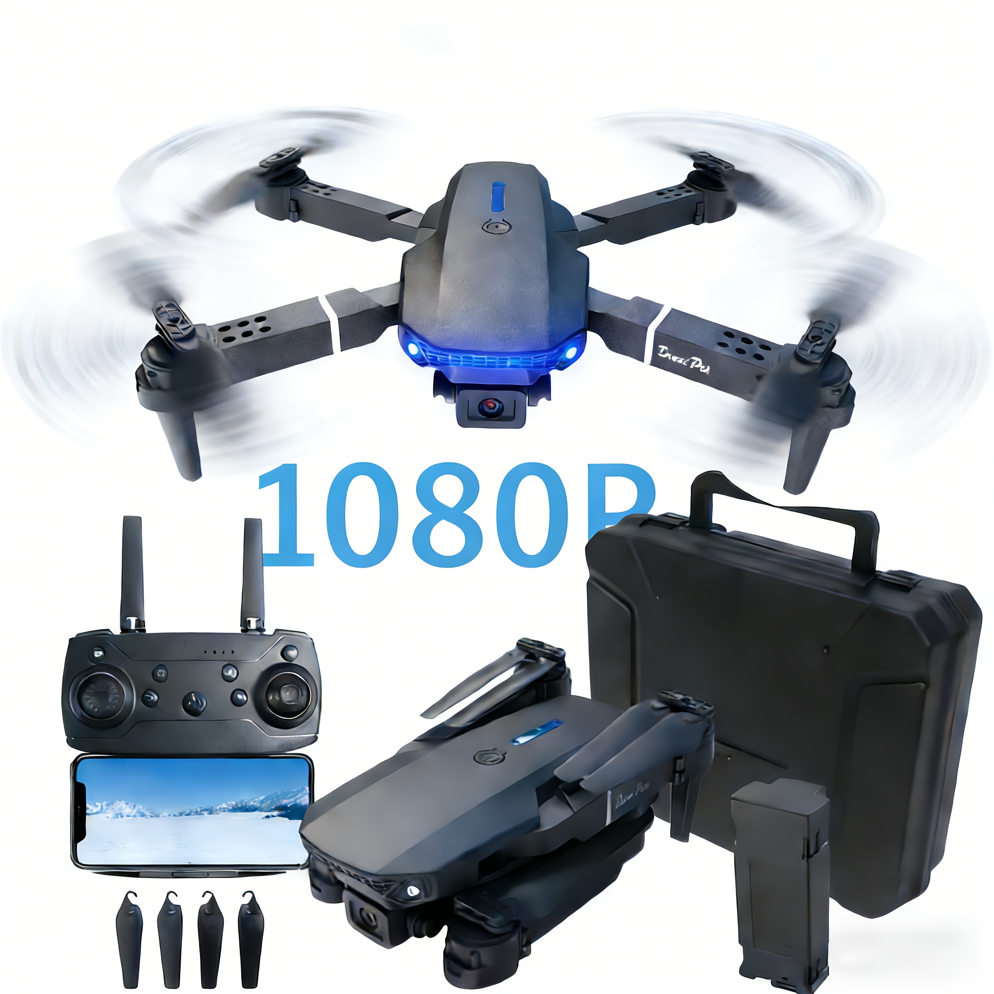 TEMU Drones With Camera For Adults, Foldable, 1080p Video Drone Forbeginners, 1 Batteries, Carying Case, Start, Dual High-definition Camerasnew, Year/ Christmas/birthday Gift Idea.