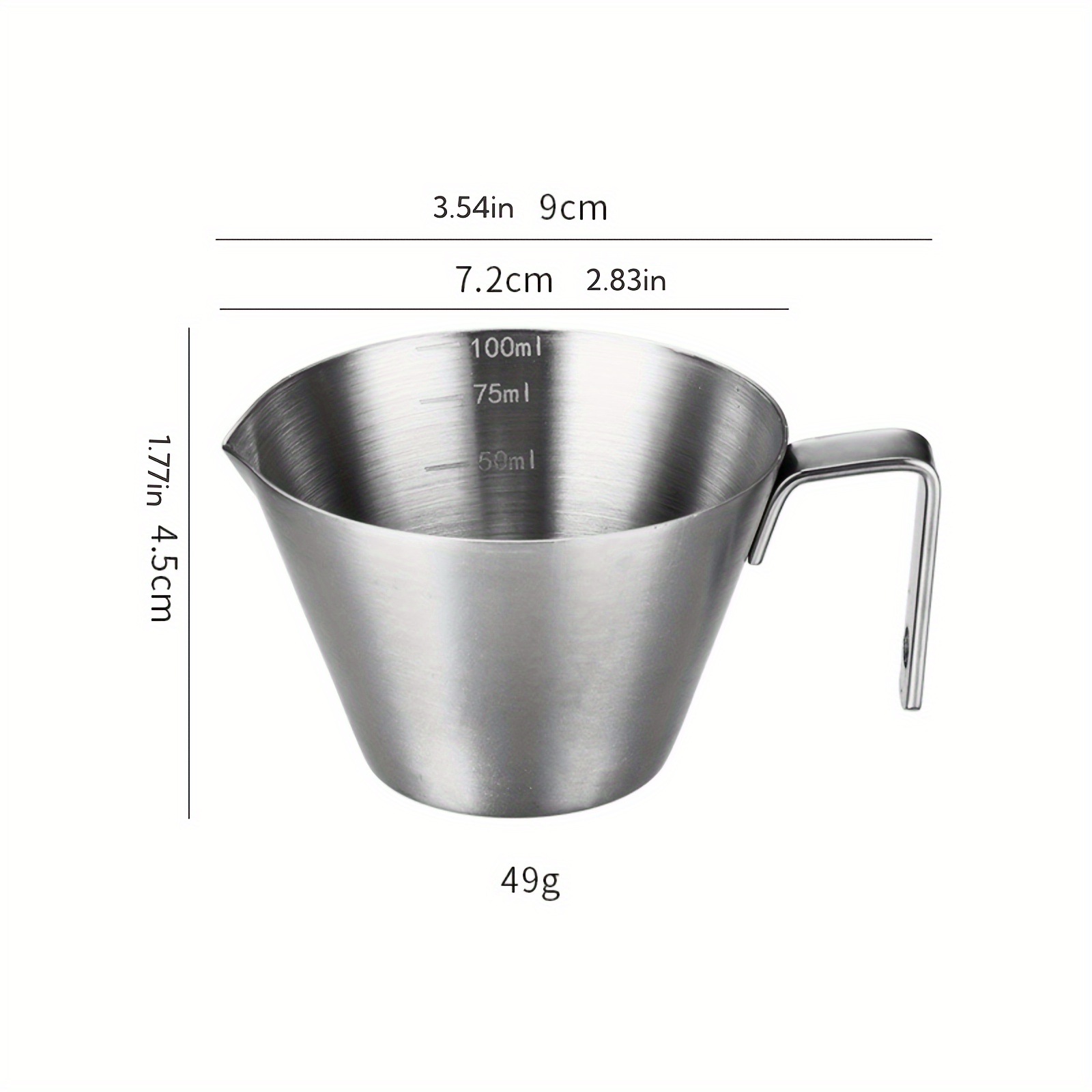 Hanyue 304 Stainless Steel Coffee Extraction Cup With Scale, 100ml Portable Espresso Dosing Cup, 1-piece