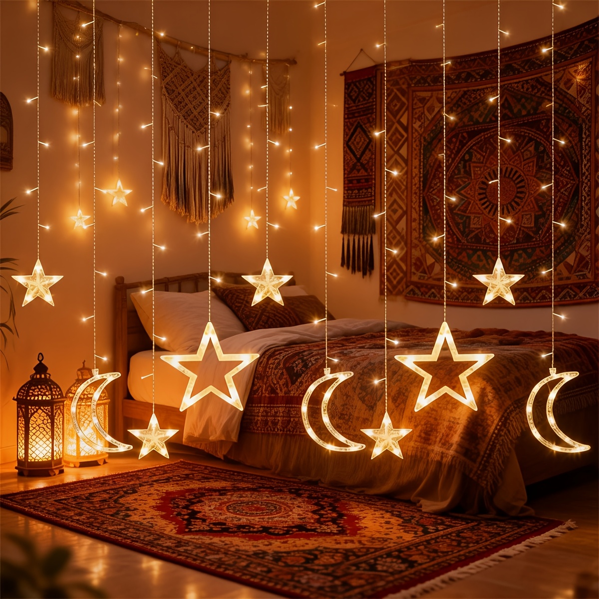 moon and star fairy lights sold on Temu Australia