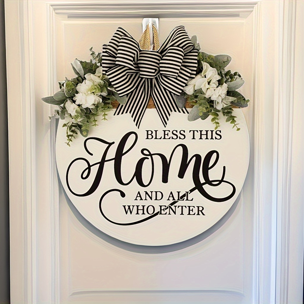 

1pc, Bless This Family With A Door Hanger | Front Door Decorated Home Sweet Home All Year Round Floral Wreath Door Hanger Front Door Floral Wreath Welcome Floral Wreath Hanger Door Floral Wreath