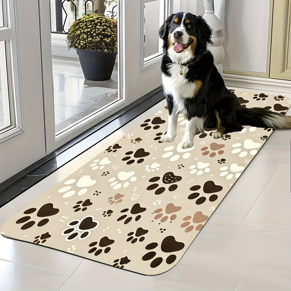 TEMU 1pc, Animal Paw Print Doormat, Soft Pet Mat, Soft, Absorbent, Quick-drying, And Washable, Pet Nest Decoration, Suitable For Decorative Mats At