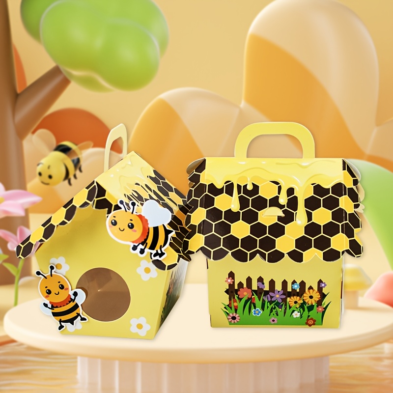 

20pcs Beehive Gift Boxes With Ribbons - Yellow & Candy Holders Featuring Bee And Honeycomb Designs For Party Favors, Weddings, And Showers, Small Gift Bags