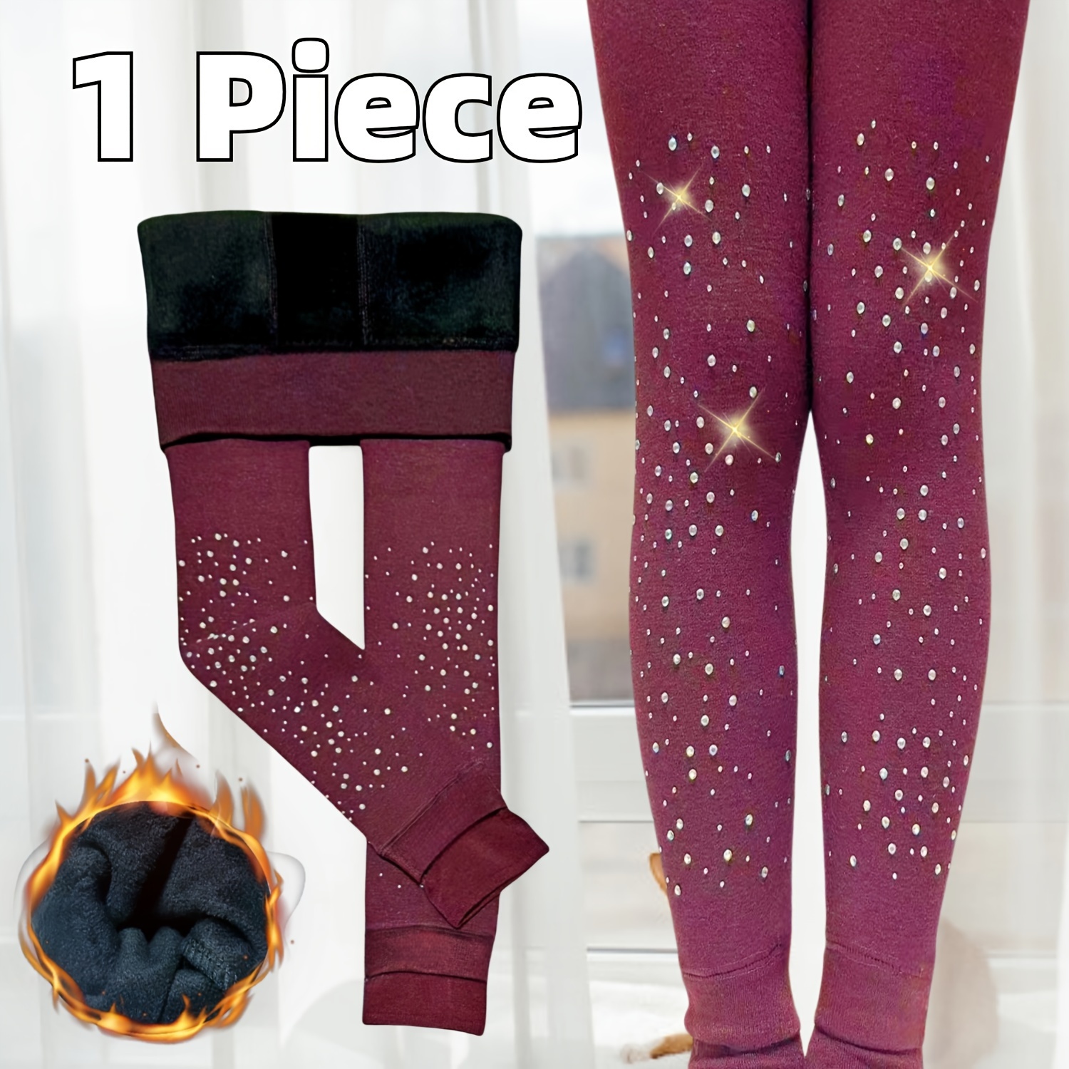 1/2 stuks Winter Meisjes Verjaardags- en Feestcadeaus, Damesleggings met Diamanten Bevestiging, Hoogelastische Broeken, Dik Geïsoleerde En Koudbestendige Jongerenbroeken, Dromerig en Mooi, Zacht en Casual