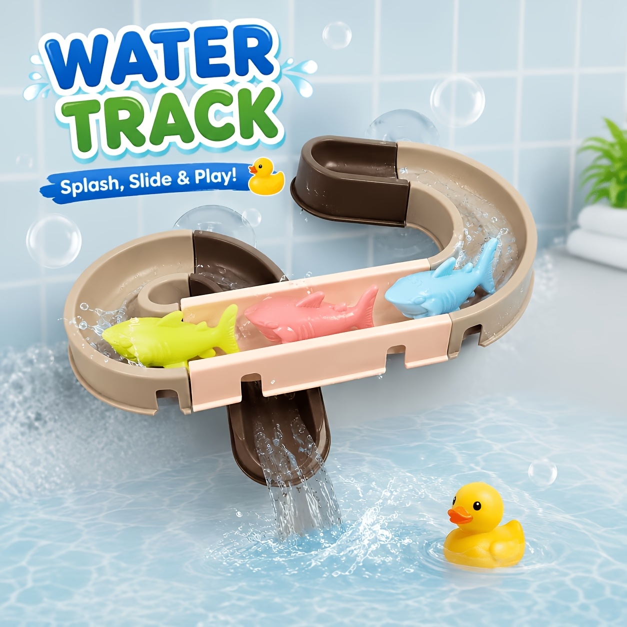 Bathroom Bathtub Toy Set with Assembled Track Water Shark