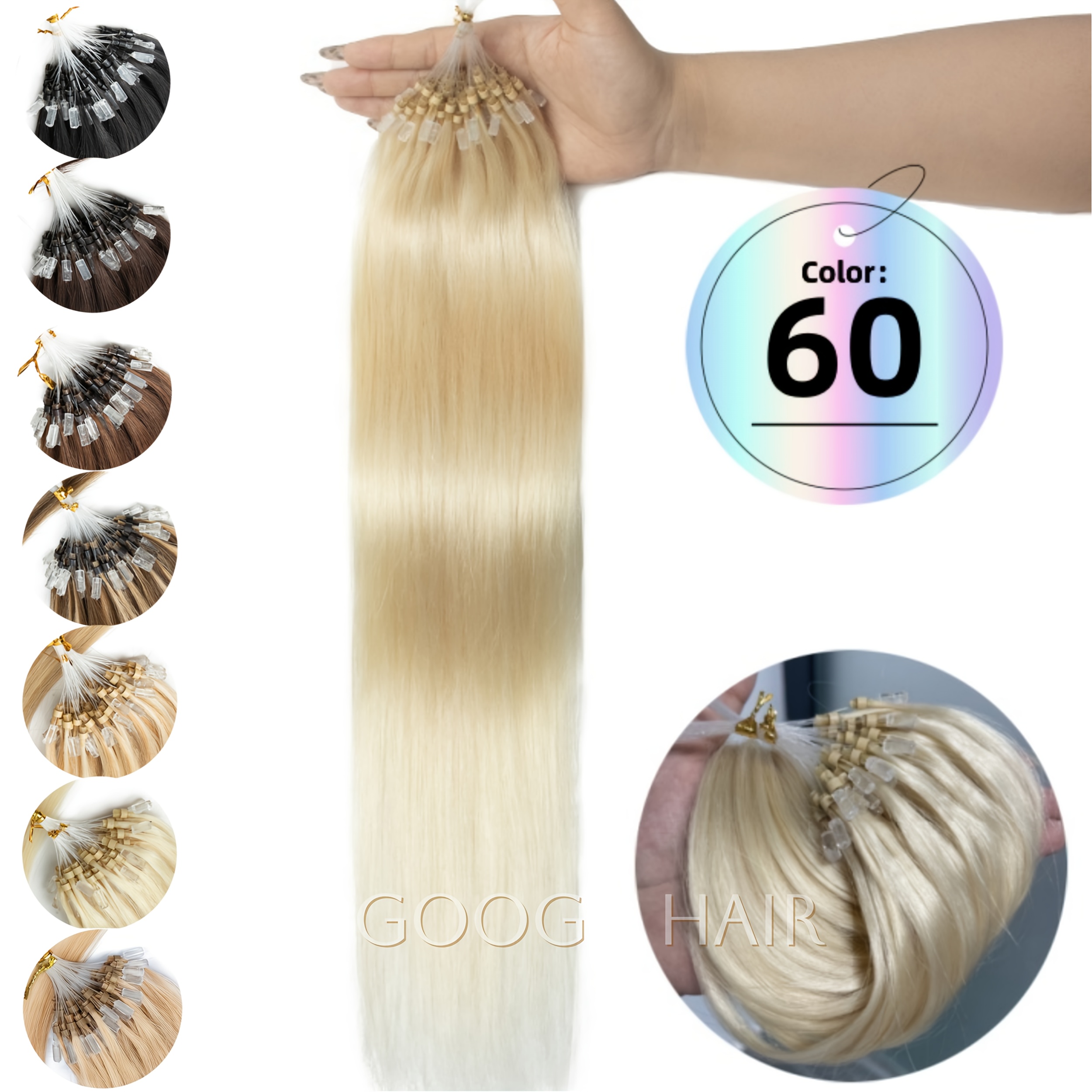 Micro Loop Hair Extensions Human Hair Natural Blonde Link Hair 50pcs/pack Micro Beads Hair Extension