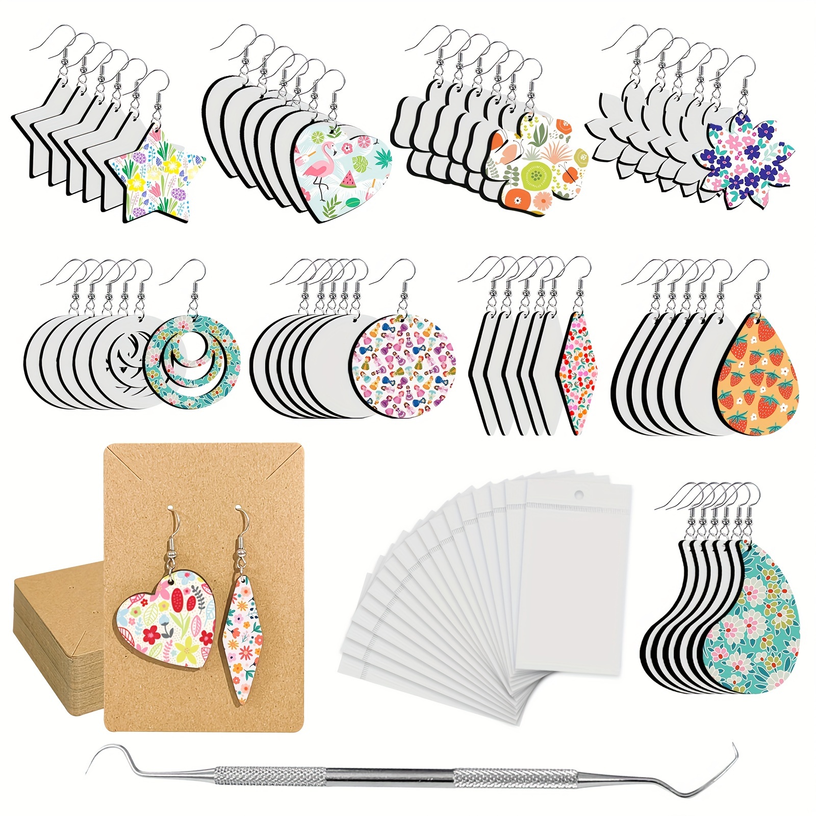 

54 Pcs Sublimation Earring Blanks With Earring Hooks & Jump Rings, Sublimation Blanks Products Bulk For Girls Women Christmas Diy Sublimation Earring With Holder Cards