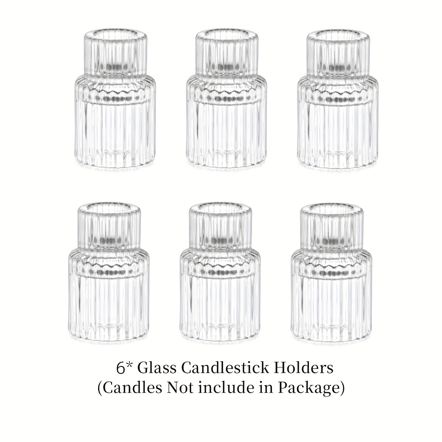 Bulk Glass Candle Holders 6/10pcs - Clear Taper Candle Holders For Wedding Centerpiece, Christmas Table Decor, Holiday Party Supplies