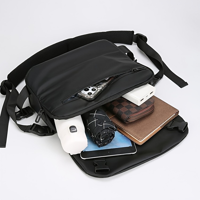Herentas, casual sporttas met flap, verstelbare schuine schoudertas