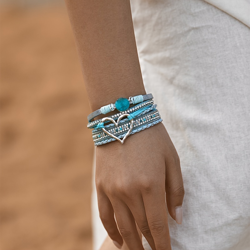 fashionable new bracelet bohemian multi layer wristband with heart shaped opening suitable for   men and women a gift accessory Product details 0