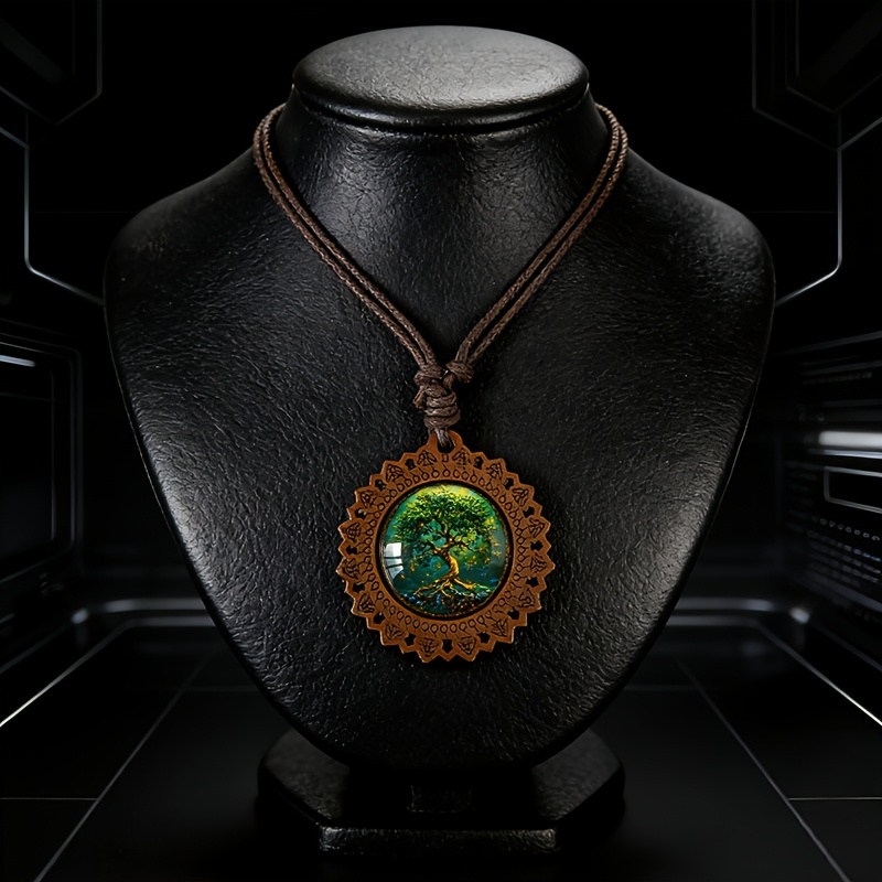 Ancient Tree Wood Necklace, Retro Wooden Design