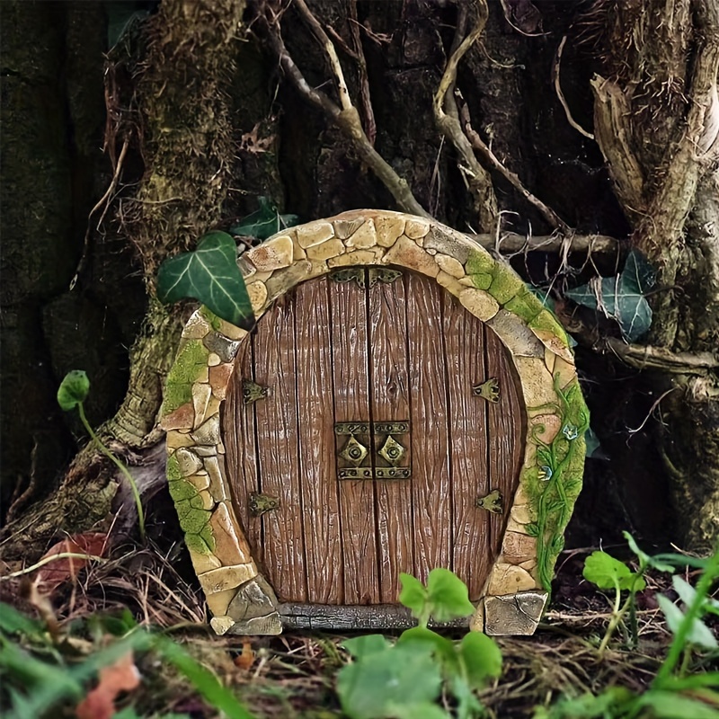 

Fairy Door For Trees - 5pcs Wooden Elf Garden Gate - Miniature Fairy Tale Door Set - Handcrafted Wood Sculpture Decor For Gardens And Patios - No Battery Or Electricity Required