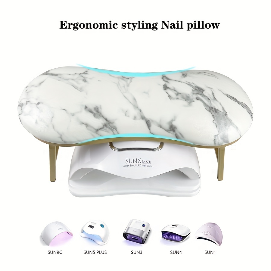 

Sunx4 Marble Pattern Ergonomic Nail Arm Rest, 1-pack, Manicure Hand Pillow With Metal Base, Ultra Fiber Leather For Nail Salon Studio Use, Unscented