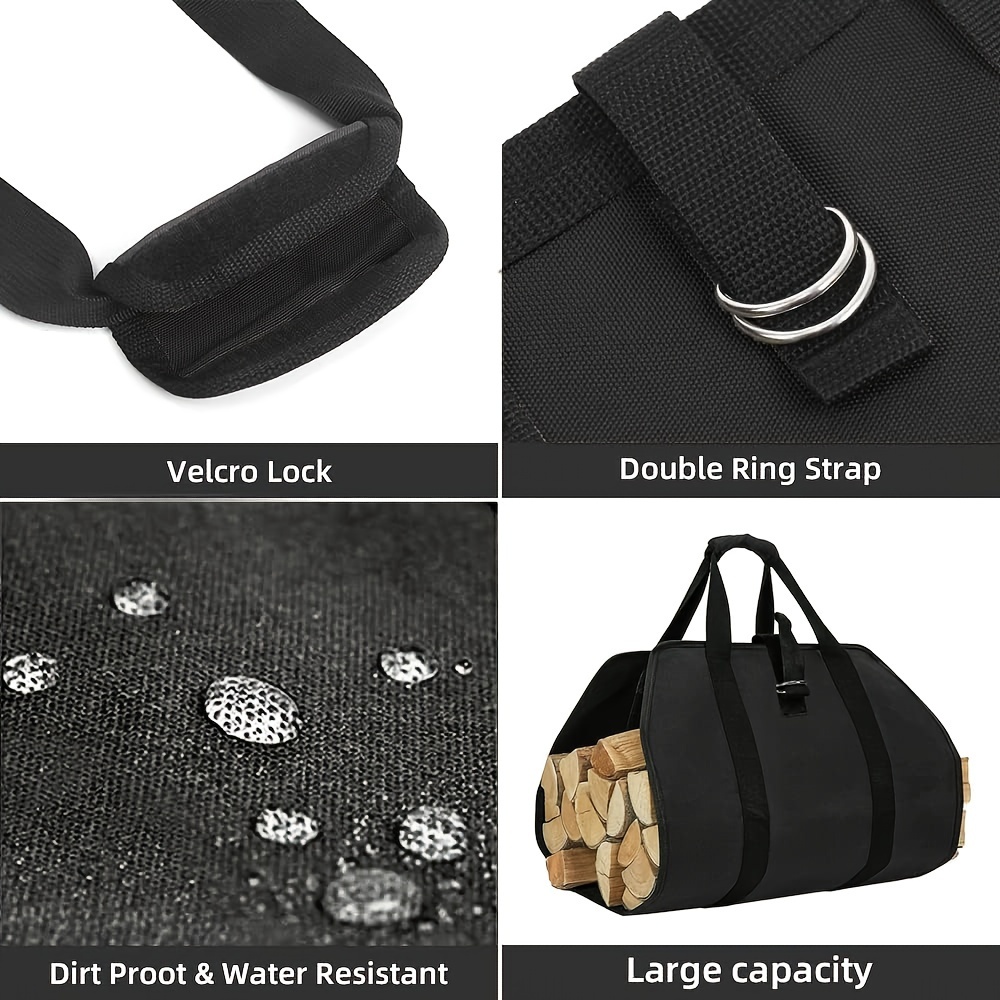 1pc large capacity wheat straw firewood carrier bag portable outdoor log transport organizer with   handles details 5