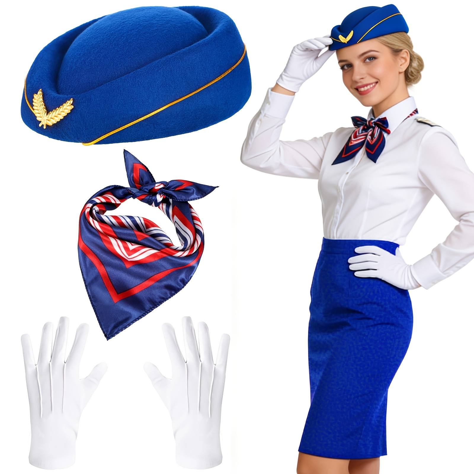 3pcs costume women airline stewardess - Temu Australia display picture 1
