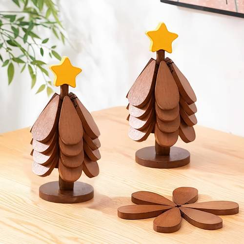 item picture wood christmas tree coasters wooden trivets for hot dishes wooden tree shape trivet 4 wooden trivets 1 stand