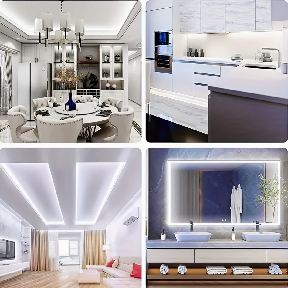 Tira de luz LED de neón inteligente con control táctil, blanco cálido/blanco, 100.0 cm/200.0 cm/299.97 cm/5.0 metros, alimentación por USB, regulable, para bricolaje, flexible y cortable, apta para uso interior/exterior, espejos, televisores, computadoras, armarios, escaleras, decoraciones de fiesta