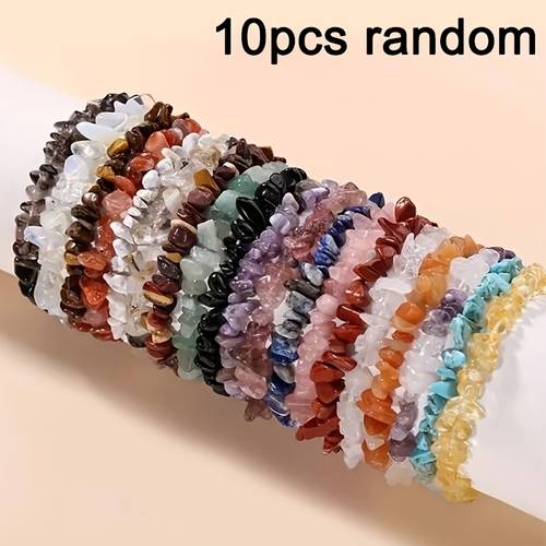 10pcs random color asymmetric gemstone bracelet women girls men gift jewelry party holiday gift crystal bracelet