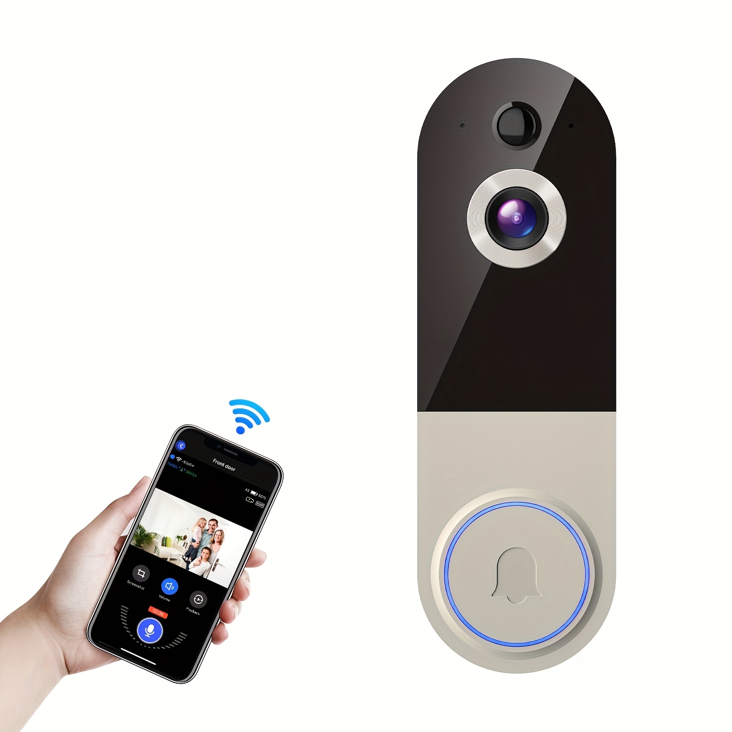 2 Pack Video Doorbell Camera Wireless, Ai Human Detection, , 100% Wire-free, Night Vision, 2.4g Wifi Only, Optional Cloud Storage, Battery Powered, , Indoor Outdoor Surveillance
