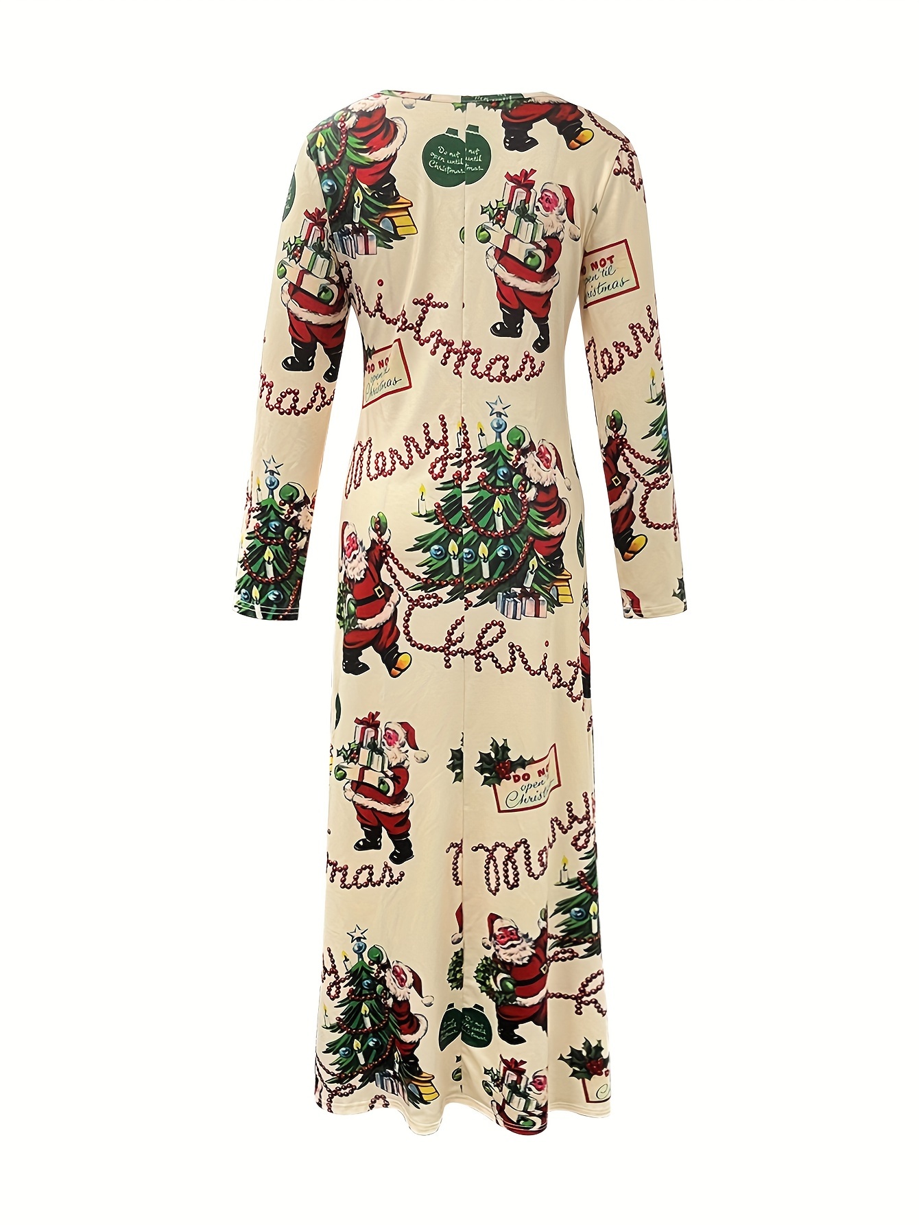 vintage christmas themed long sleeve dress women polyester - Temu Germany