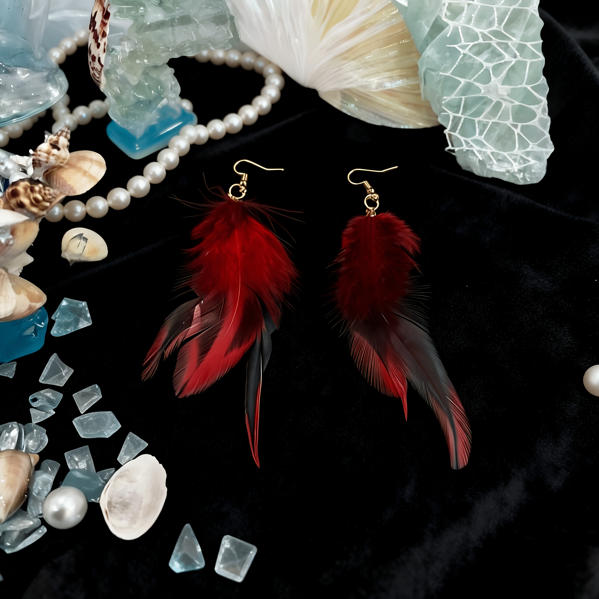 Women's Heartfelt Artificial Feather Dangle Earrings