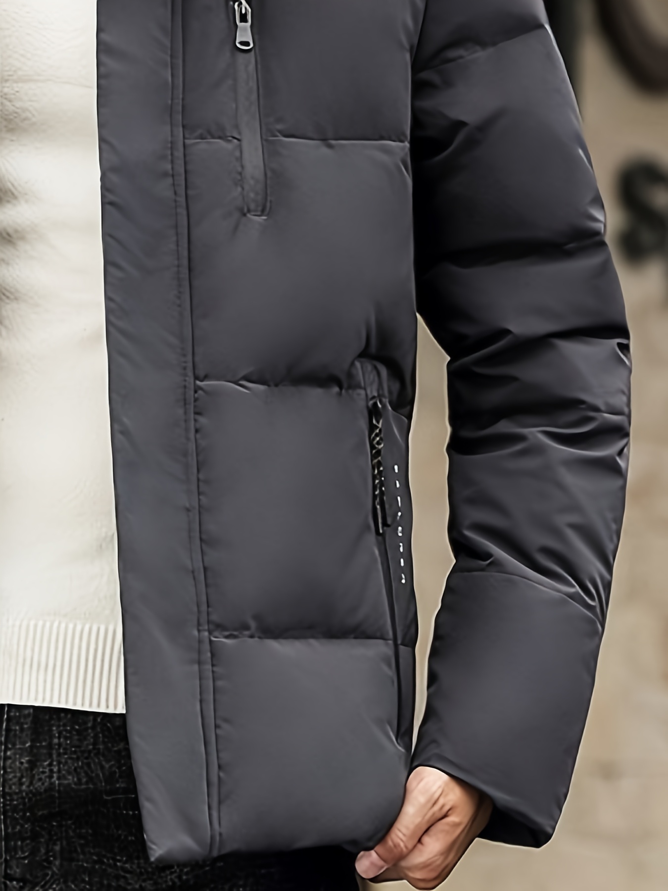 Jennine.wang Men's Hooded Warm Down Jacket, Multi Pocket Design