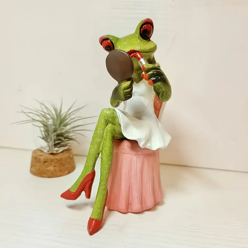 * Resin Frog Figurine - Cartoon-Style Pink Dress and Red High Heels Scene, Indoor/Outdoor Home Decor for Living Room, Garden, or Patio - Perfect Gift for Valentine's Day, Mothers Day, Birthdays & ... * Resin Frog Figurine - Cartoon-Style Pink Dress and Red High Heels Scene, Indoor/Outdoor Home Decor for Living Room, Garden, or Patio - Perfect Gift for Valentine's Day, Mothers Day, Birthdays & ...