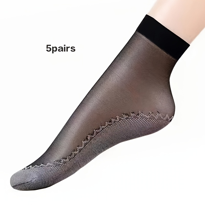 TEMU 5 Pairs Of Breathable Women's Short Socks For Spring, Summer, Autumn, And Winter With Sweat-absorbing, Anti-slip Soles In Nude Color